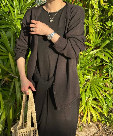 relax series linen blend cardigan & sleeveless knit