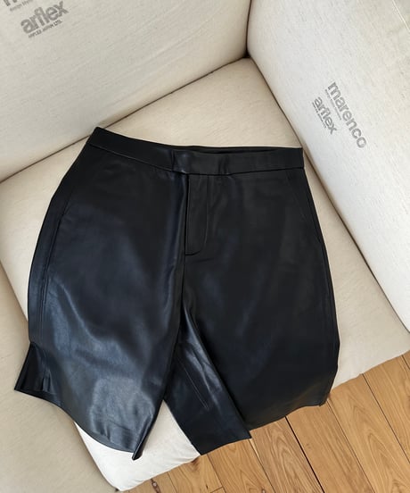 faux-leather half shorts