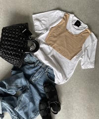 seamless croped tank top beige(2piece 1set)