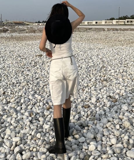 cargo half pants (black/white)