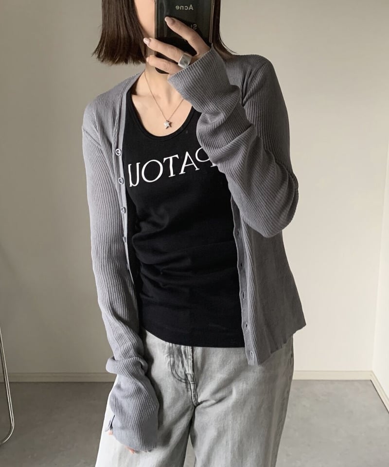 ORR Vネック リブ カーディガン ブラック Vネックリブカーディガン