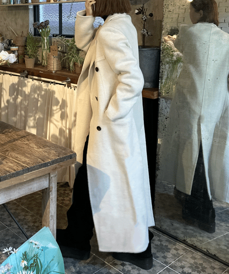 white chester coat with scarf