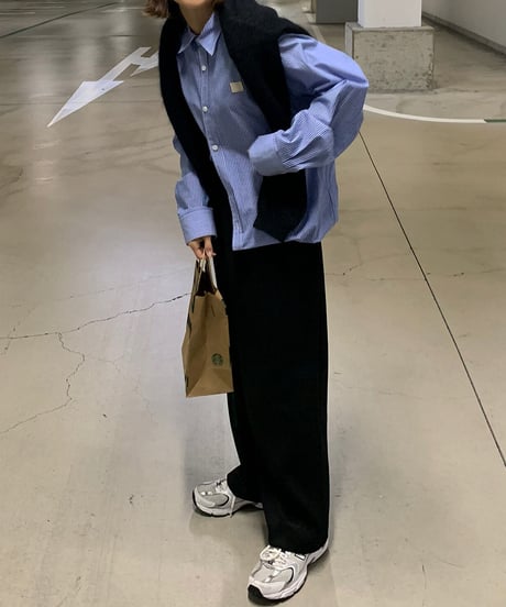 wool like wide tuck pants