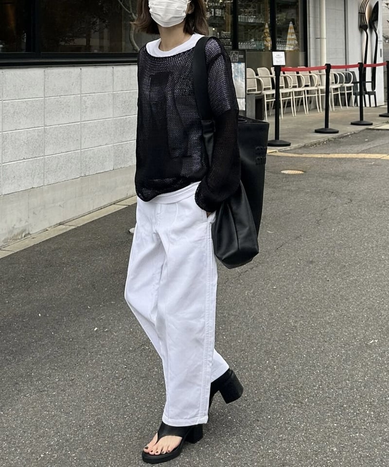 soerte loose cotton linen mesh knit ブラック soerte（ソエルテ）の「loose cotton linen mesh knit/ルーズ