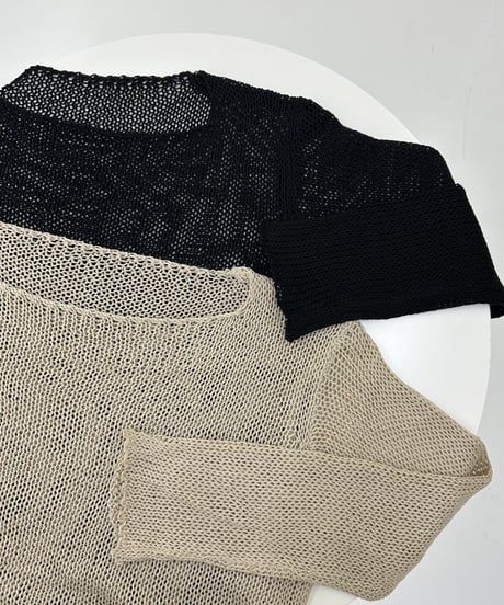 linen mesh knit(black,beige)