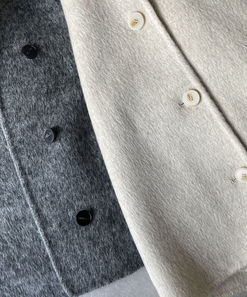 スタンドカラーショートコートgray,ecru | ok.soon スタンドカラーショートコートgray,ecru | ok.soon
