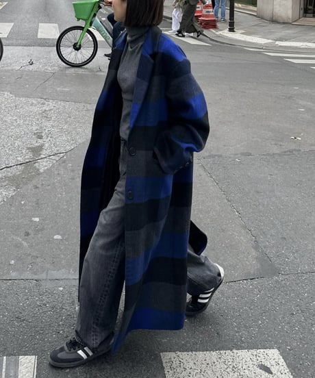 buffalo check wool coat