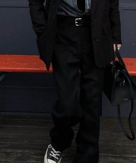 ［long length］wool blend straight slacks