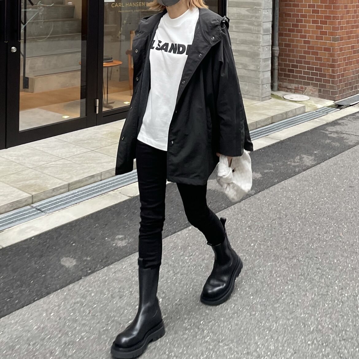 hooded blouson(black/camel) | ok.soon