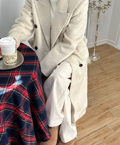 white chester coat with scarf