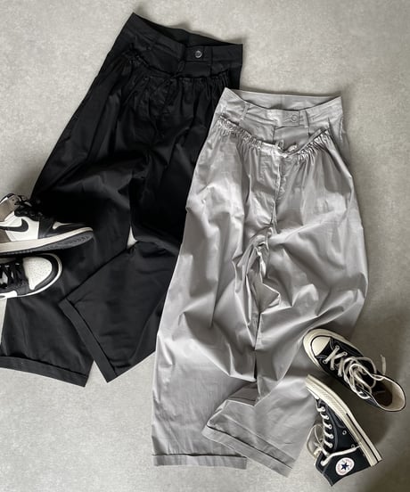 レイヤードコットンナイロンパンツblack,gray