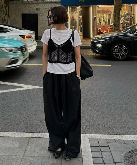 day half sleeve t&day nylon wide pants