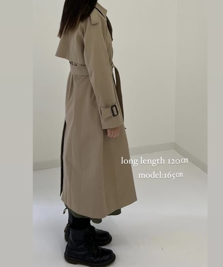 ［long length］cotton trench coat (beige/black)