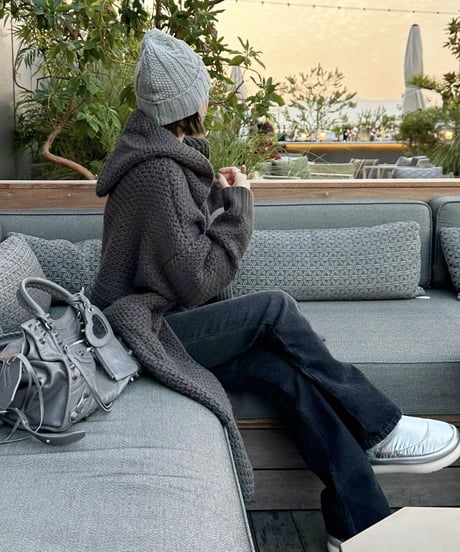 long knit  cardigan gray