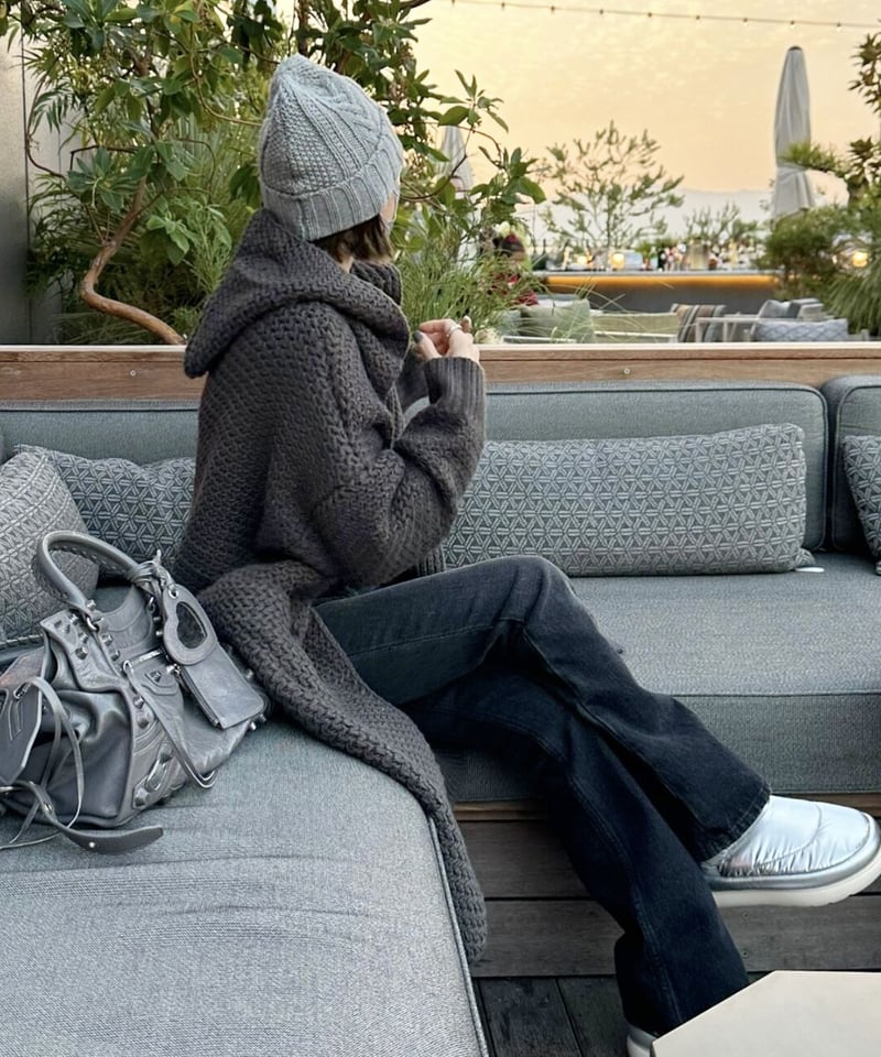 long knit cardigan gray | ok.soon