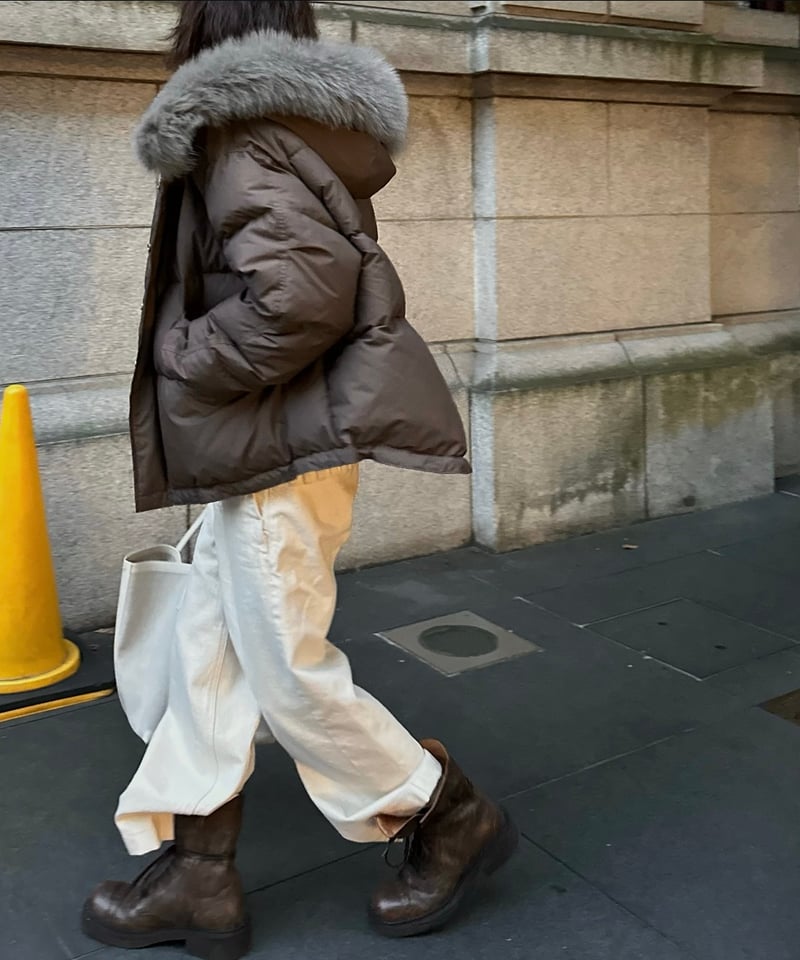 hooded down jacket(brown) | ok.soon