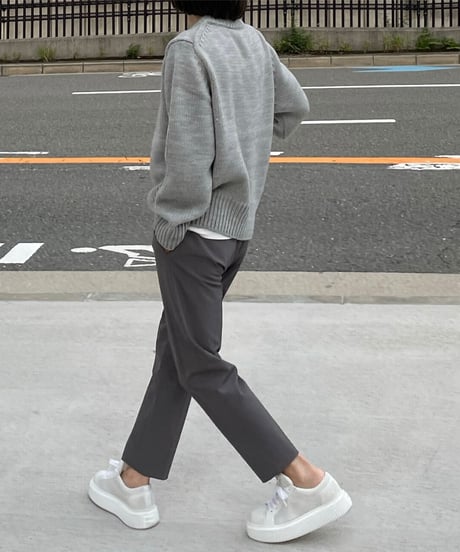 crew neck knit(black/gray)