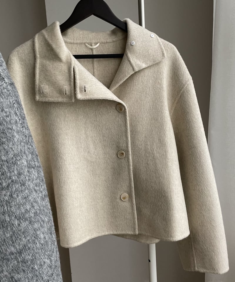 スタンドカラーショートコートgray,ecru | ok.soon スタンドカラーショートコートgray,ecru | ok.soon