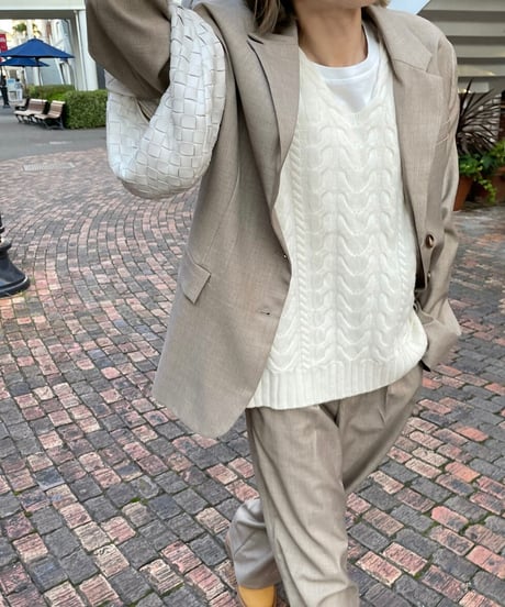over size set up suit(gray/beige)