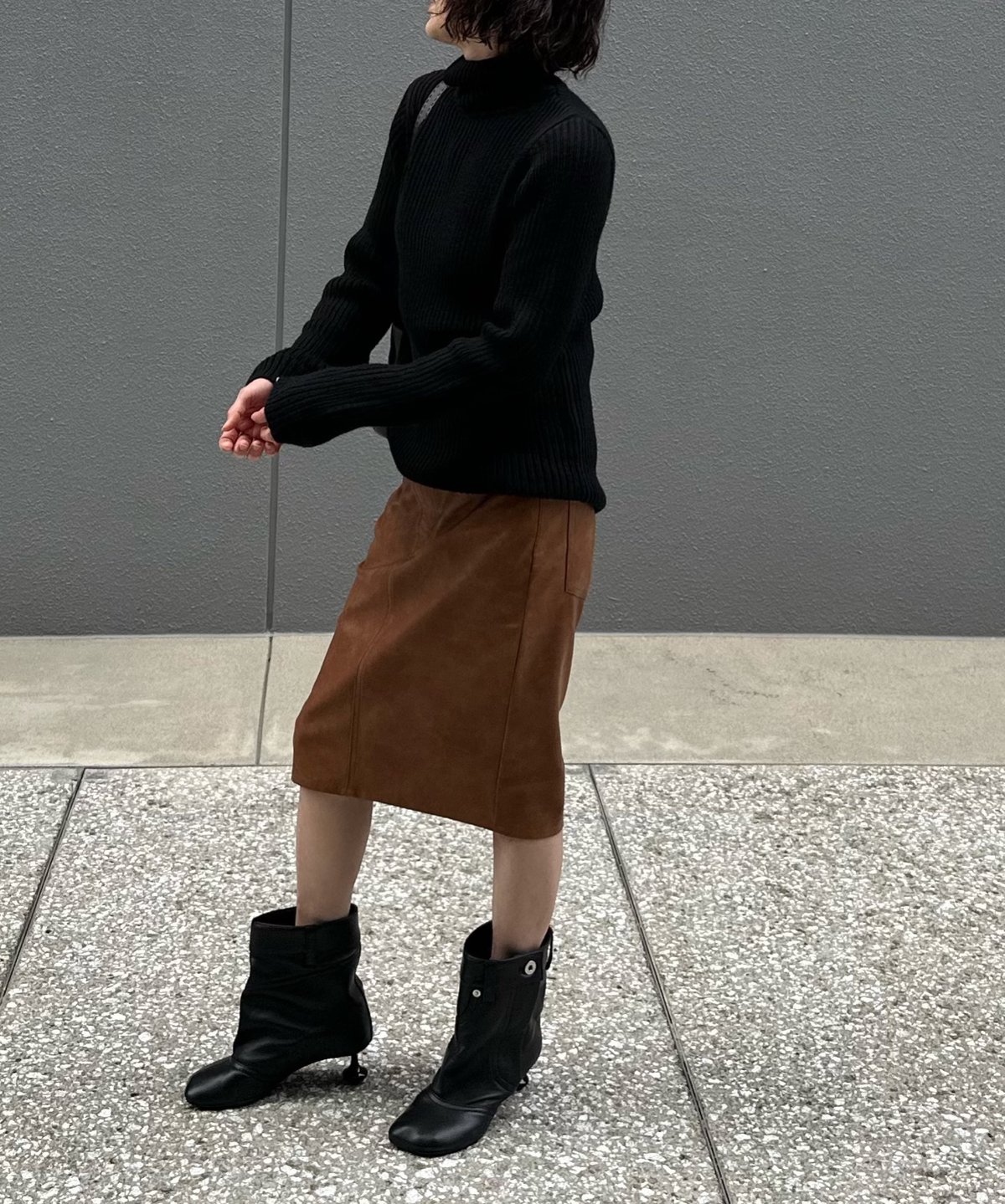 ok.soon×piccadilly faux-leather middle skirt br