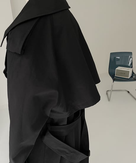 ［regular length］cotton trench coat (beige/black)