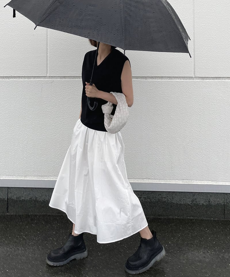 コットンギャザースカートwhite,black | ok.soon コットンギャザースカートwhite,black | ok.soon
