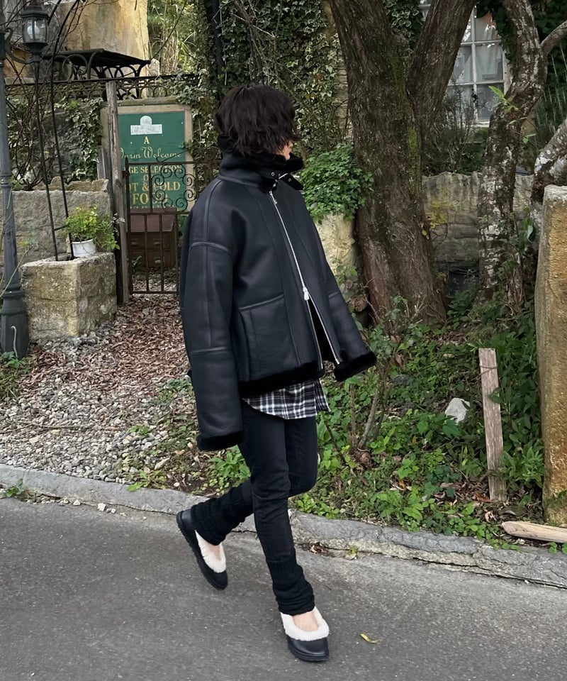 leather shearing jacket | ok.soon