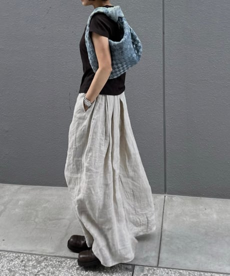 linen shirt&long skirt relax setup