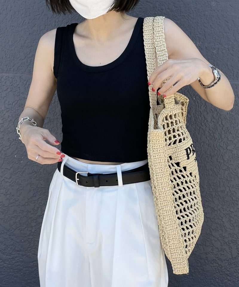 お値下げ【新品・未使用】WE’RTHY 2nd SKIN TANK sizeM cropped tank (white/black) | ok.soon