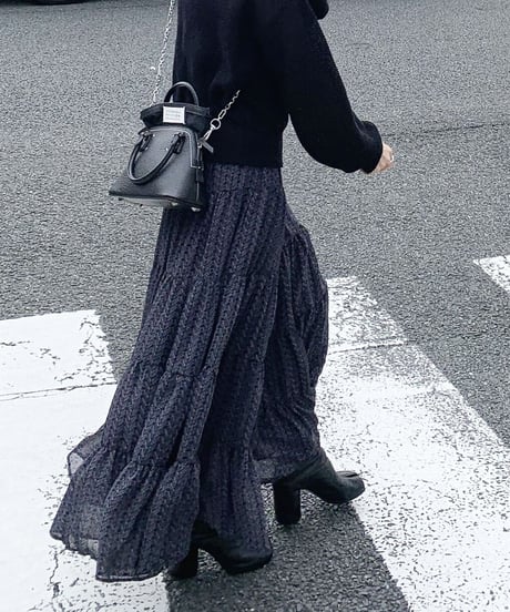 シフォンティアードロングスカート