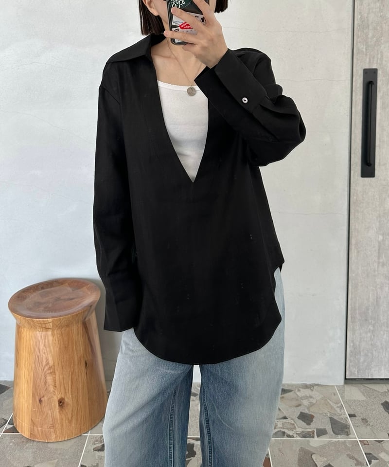 sheer check skipper shirt hholc navy 新品 sheer check skipper shirt – hholic