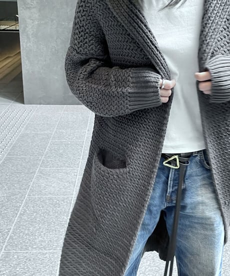 long knit  cardigan gray