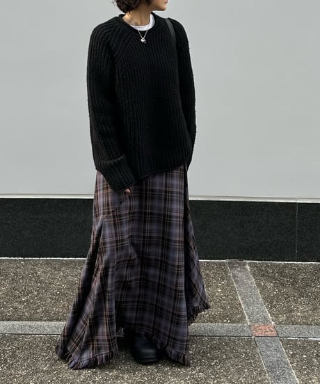 tartan check long skirt