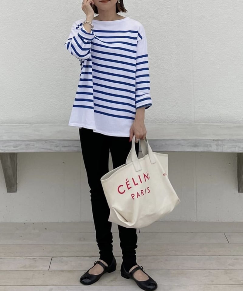 ok.soon パネルボーダートップス blue panel border tops(blue/red) | ok.soon