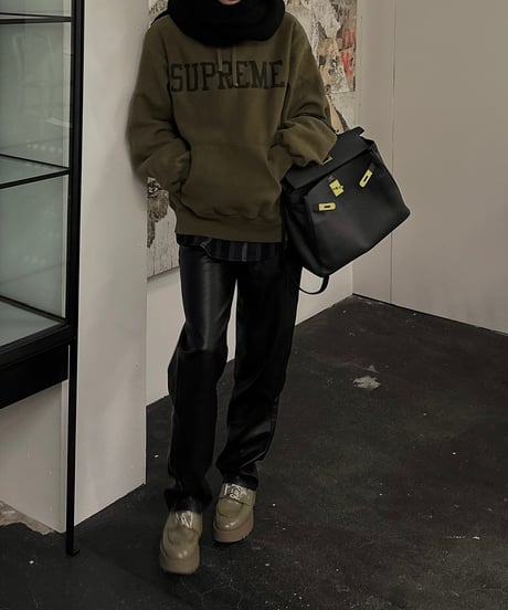 fake leather straight pants