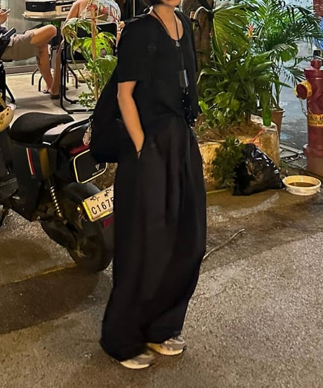 day half sleeve t&day nylon wide pants