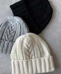 cable beanie(gray/black/offwhite)