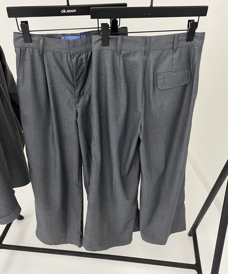 white belt 1tuck slacks (gray)