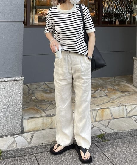 linen herringbone pants ecru