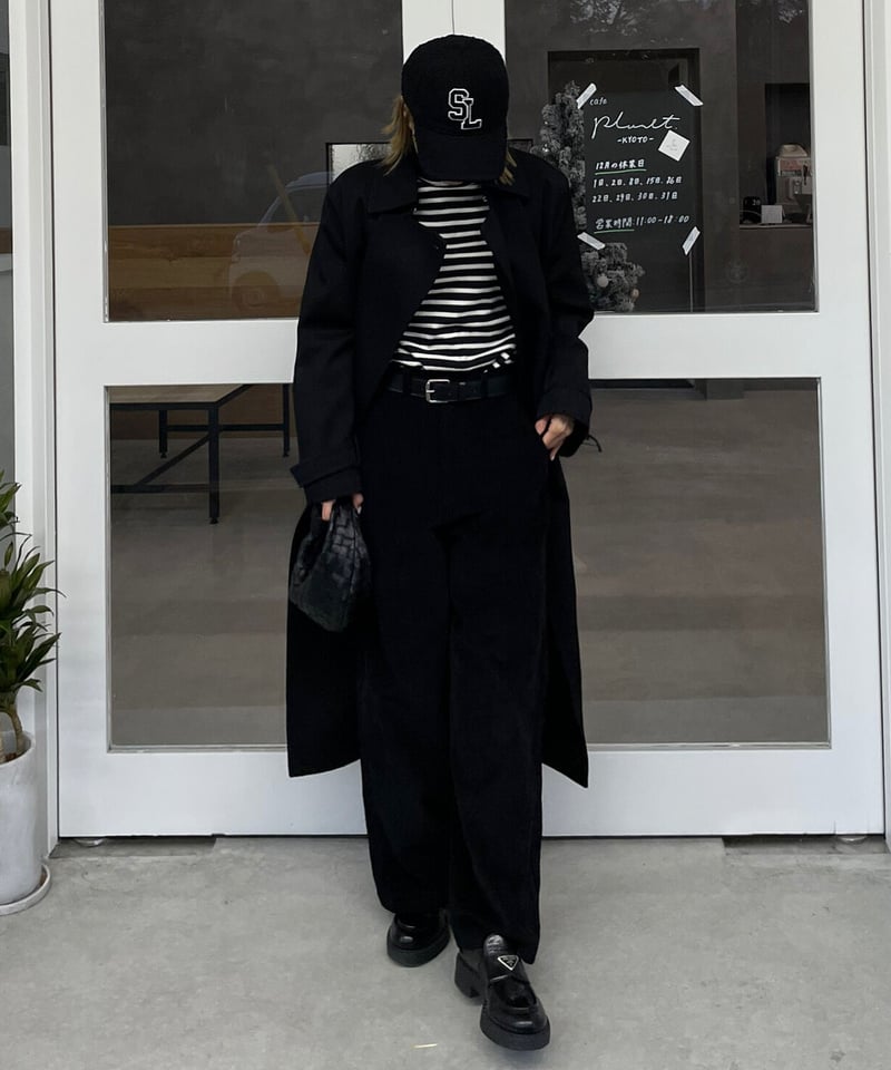 corduroy wide pants(black/white) | ok.soon