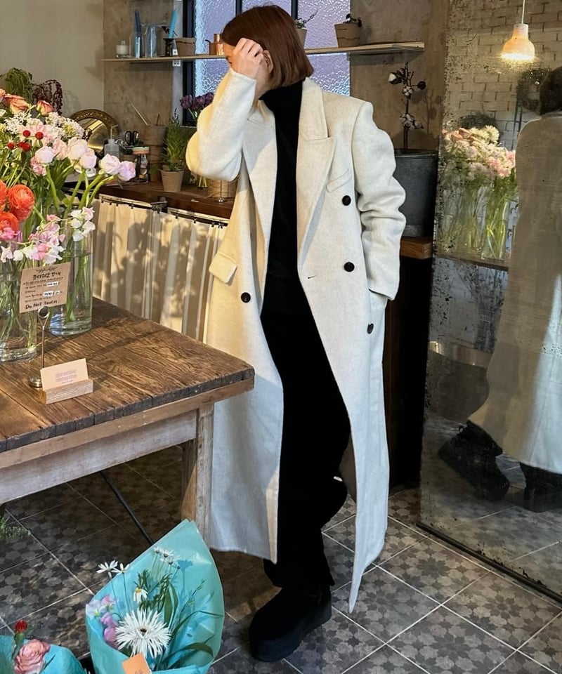 white chester coat with scarf | ok.soon