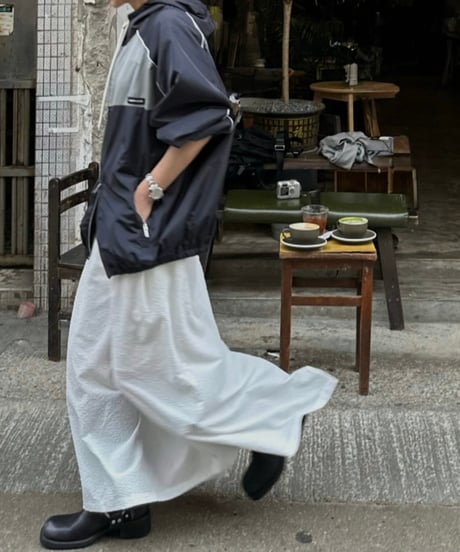 gingham check long skirt