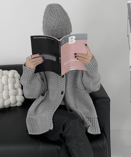 knit cardigan(gray/black)