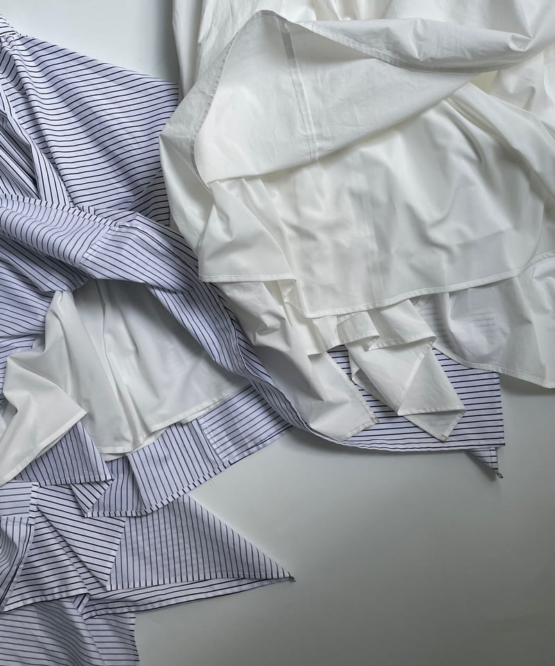 irregular hem long skirt(stripe/white) | ok.soon
