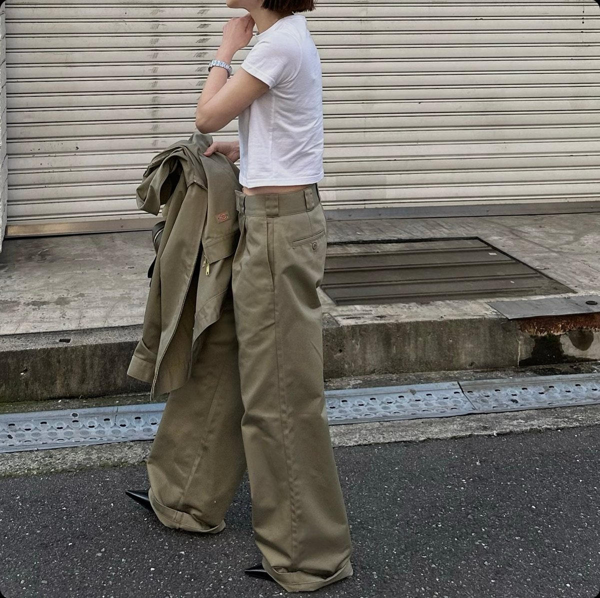 ok.soon ベージュ チノワイドパンツ