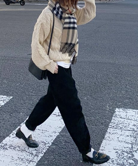 cable  knit(gray,ecru)