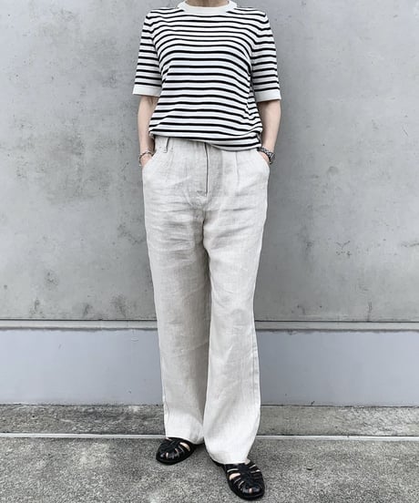 linen herringbone pants ecru
