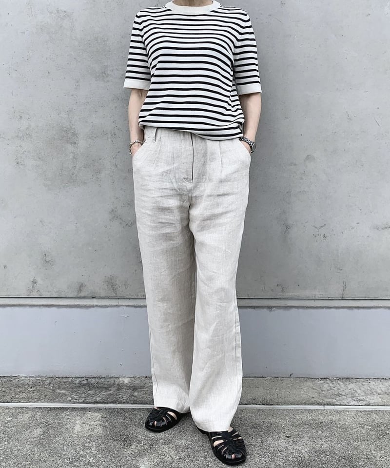 linen herringbone pants ecru | ok.soon