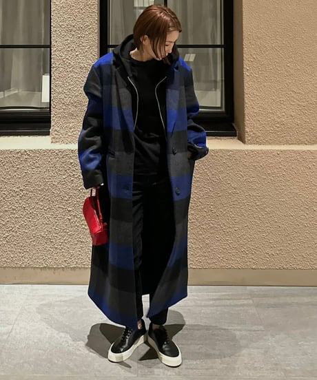 buffalo check wool coat