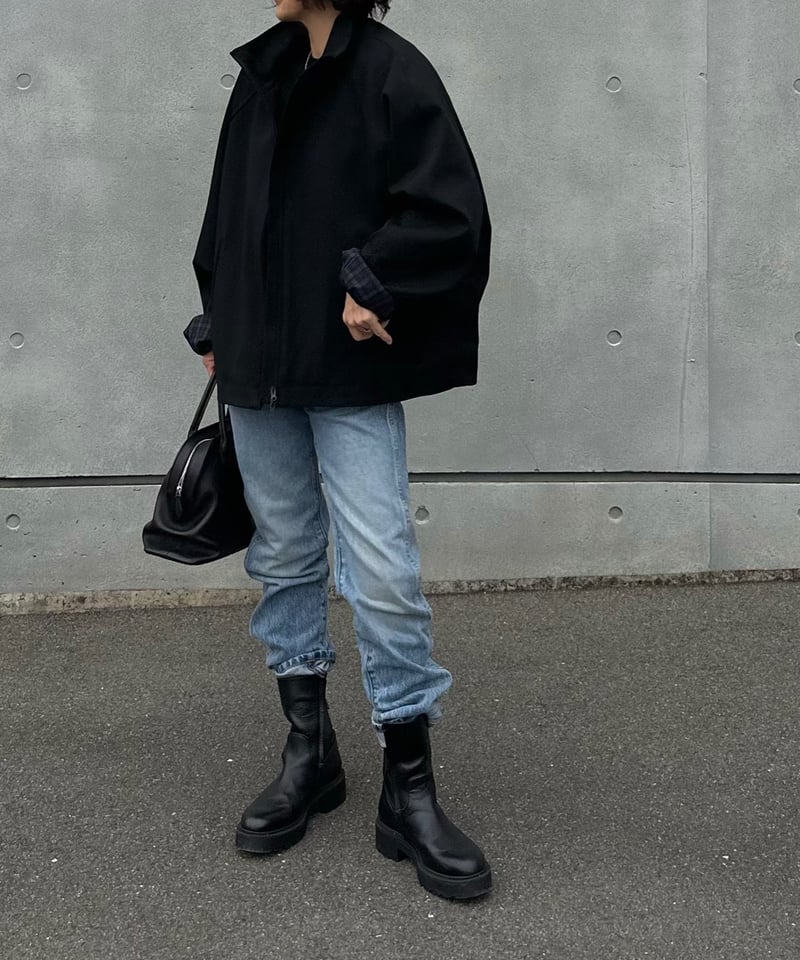 stand collar zip up blouson | ok.soon